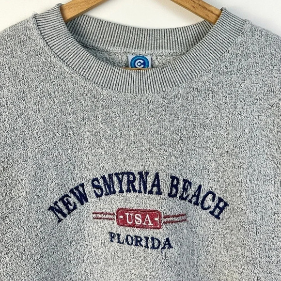 Vintage Waffle knit Sweatshirt - New Smyrna Beach - grey - size M - Picture 3 of 5